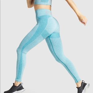Gymshark High Wasited Flex Legging in Teal Marl / Light Grey